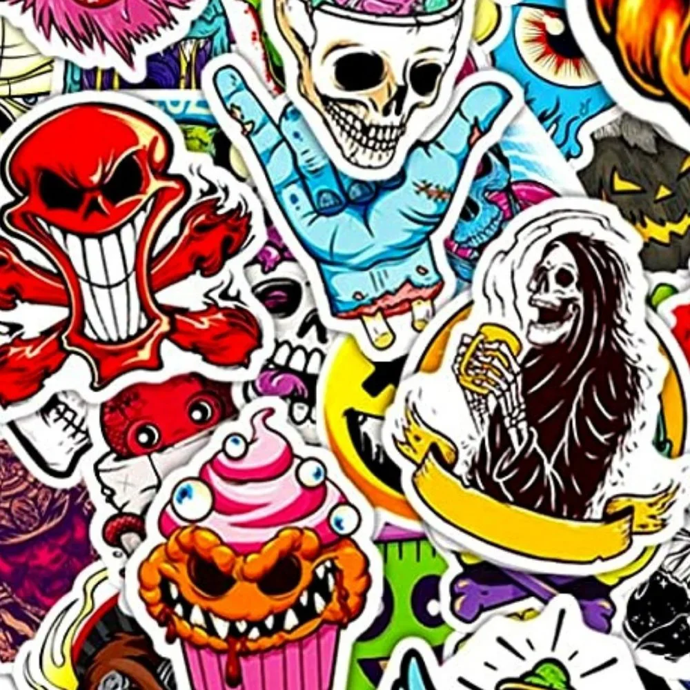 3/$15 NEW 10 CT HORROR DARK Variety PACK VINYL STICKERS SKELETON MAN SKULL SCARY